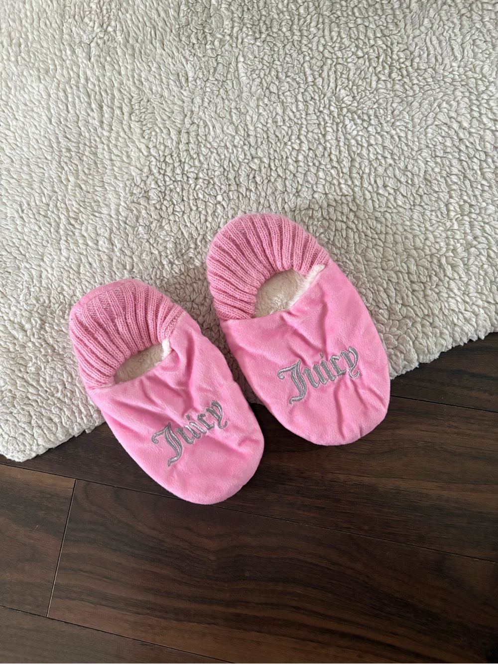 Juicy Couture Pink Kids Slip-On Ballet Slippers with Logo